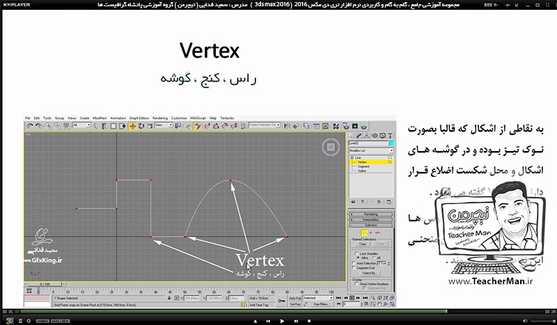 آموزش تری دی مکس 2016 و وی ری ( 3Ds Max 2016 & V-Ray ) ویژه معماری و طراحی دکوراسیون داخلی ( درس اول ) &ndash; آشنایی با مفاهیم اولیه مورد نیاز برای شروع به کار در تری دی مکس 2016 ، معرفی انواع دسته بندی های موضوعات ، معرفی اجزای اشکال و نامگذاری آنها -  مدرس : استاد سعید فدایی ( تیچرمن ) گروه آموزشی پادشاه گرافیست ها-9