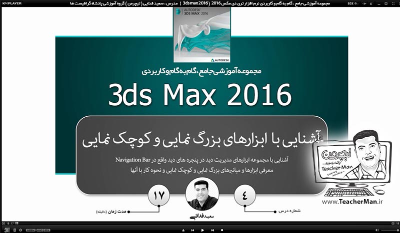 آموزش تری دی مکس 2016 و وی ری ( 3Ds Max 2016 & V-Ray ) ویژه معماری و طراحی دکوراسیون داخلی ( درس چهارم ) &ndash; آشنایی با مجموعه فرمان های مدیریت دید در نرم افزار تری دی مکس 2016 (3Ds Max 2016 ) ( ابزار های بزرگ نمایی و کوچک نمایی ) واقع در پنل ( Navigation ) ، معرفی کلید های میانبر و عملکرد هر کدام -  مدرس : استاد سعید فدایی ( تیچرمن ) گروه آموزشی پادشاه گرافیست ها-1