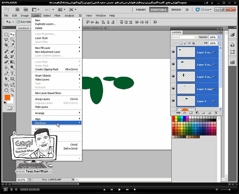 آموزش فتوشاپ سی اس 5  ( Photoshop CS5 ) ویژه طراحی گرافیک و گرافیست ها ( درس دهم ) &ndash; آشنایی با لایه ها و لایه بندی در فتوشاپ ، مدیریت لایه ها در پالت لایه های فتوشاپ و انجام تمرین کلاسی طراحی پوستر موبایل در فتوشاپ - مدرس : استاد سعید فدایی ( تیچرمن ) گروه آموزشی پادشاه گرافیست ها-3