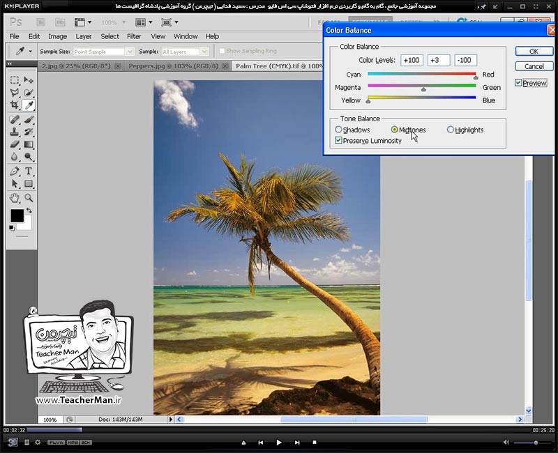 آموزش فتوشاپ سی اس 5  ( Photoshop CS5 ) ویژه طراحی گرافیک و گرافیست ها ( درس بیست و دوم ) ( بخش دوم ) &ndash; آشنایی با مجموعه فرمان های تنظیم کننده رنگ ، روشنایی و تیرگی تصاویر - مدرس : استاد سعید فدایی ( تیچرمن ) گروه آموزشی پادشاه گرافیست ها-2