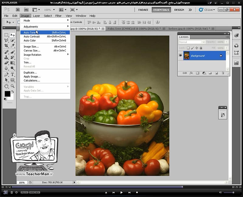 آموزش فتوشاپ سی اس 5  ( Photoshop CS5 ) ویژه طراحی گرافیک و گرافیست ها ( درس بیست و دوم ) ( بخش دوم ) &ndash; آشنایی با مجموعه فرمان های تنظیم کننده رنگ ، روشنایی و تیرگی تصاویر - مدرس : استاد سعید فدایی ( تیچرمن ) گروه آموزشی پادشاه گرافیست ها-8