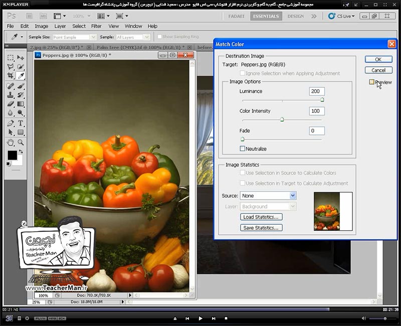 آموزش فتوشاپ سی اس 5  ( Photoshop CS5 ) ویژه طراحی گرافیک و گرافیست ها ( درس بیست و دوم ) ( بخش دوم ) &ndash; آشنایی با مجموعه فرمان های تنظیم کننده رنگ ، روشنایی و تیرگی تصاویر - مدرس : استاد سعید فدایی ( تیچرمن ) گروه آموزشی پادشاه گرافیست ها-9