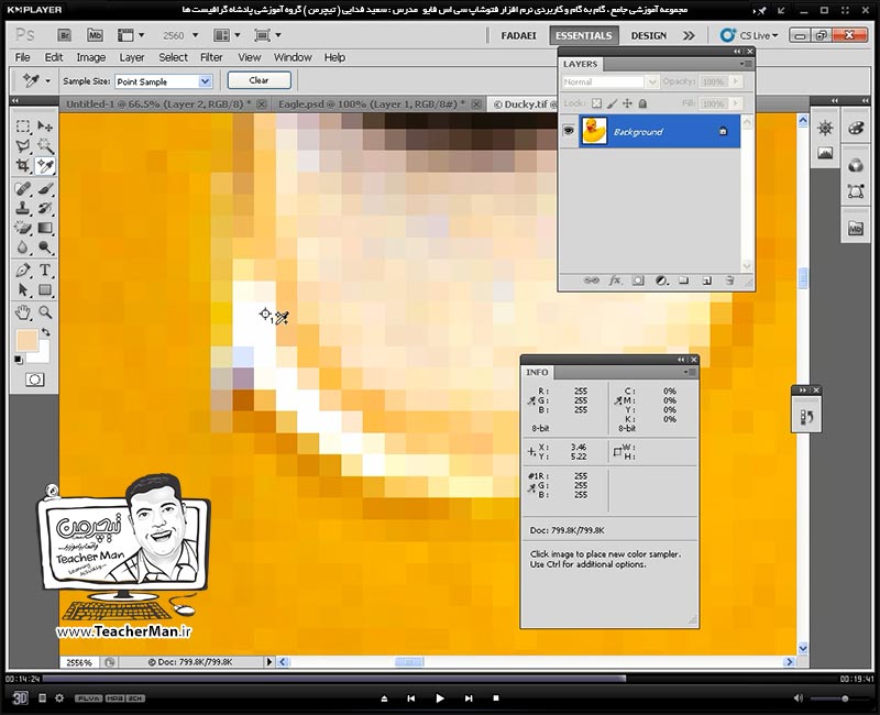 آموزش فتوشاپ سی اس 5  ( Photoshop CS5 ) ویژه طراحی گرافیک و گرافیست ها ( درس بیست و هفتم ) ( بخش دوم ) - معرفی سایر ابزار های فتوشاپ واقع در جعبه ابزار و توضیح پارامتر ها و تنظیماتشان و چگونگی استفاده از آنها در طراحی در فتوشاپ سی اس 5 - مدرس : استاد سعید فدایی ( تیچرمن ) گروه آموزشی پادشاه گرافیست ها-7