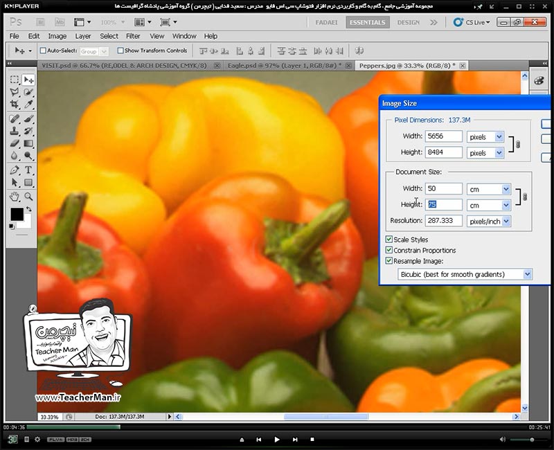 آموزش فتوشاپ سی اس 5  ( Photoshop CS5 ) ویژه طراحی گرافیک و گرافیست ها ( درس بیست و نهم ) &ndash; معرفی سایر فرمان های کاربردی منوی ( Image ) و توضیح پارامتر ها و نحوه استفاده از آنها در طراحی - مدرس : استاد سعید فدایی ( تیچرمن ) گروه آموزشی پادشاه گرافیست ها-3