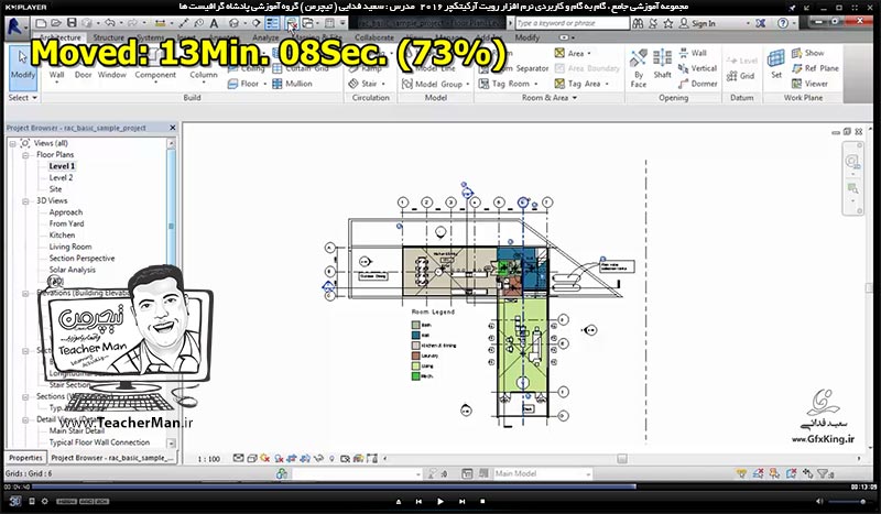 آموزش رویت آرکیتکچر 2016 ( Revit Architecture 2016 ) ( رویت آرشیتکت 2016 ) ( درس هفتم ) &ndash; معرفی فرمان ها و ابزار های نوار ابزار ( View Control ) که وظیفه مدیریت نمایش و مشاهده ترسیمات در پنجره ترسیم رویت آرکیتکچر 2016 را دارند - مدرس : استاد سعید فدایی ( تیچرمن ) گروه آموزشی پادشاه گرافیست ها-7
