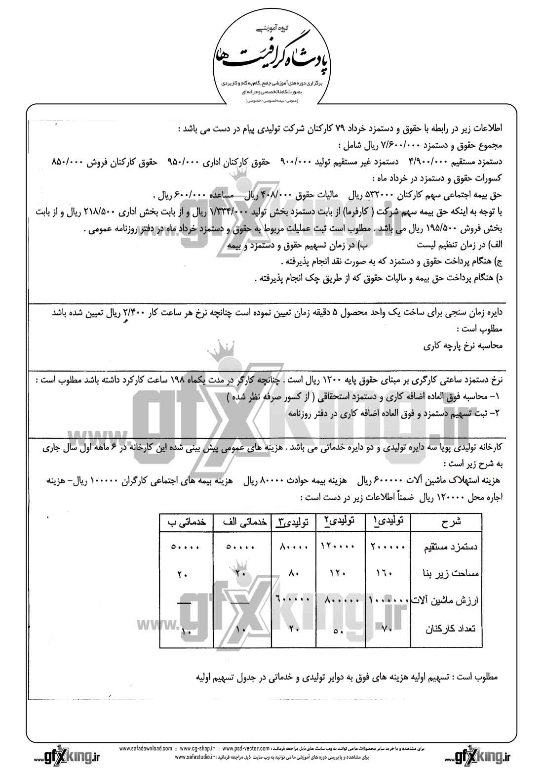 دانلود نمونه سئوال تستی ( چهارگزینه ای ) حسابداری صنعتی - 2  