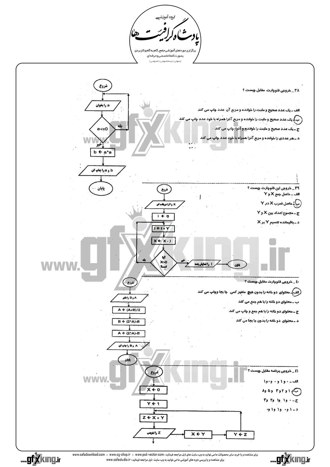  دانلود نمونه سئوال تستی ( چهارگزینه ای ) کاربر رایانه درجه 1 - 3  