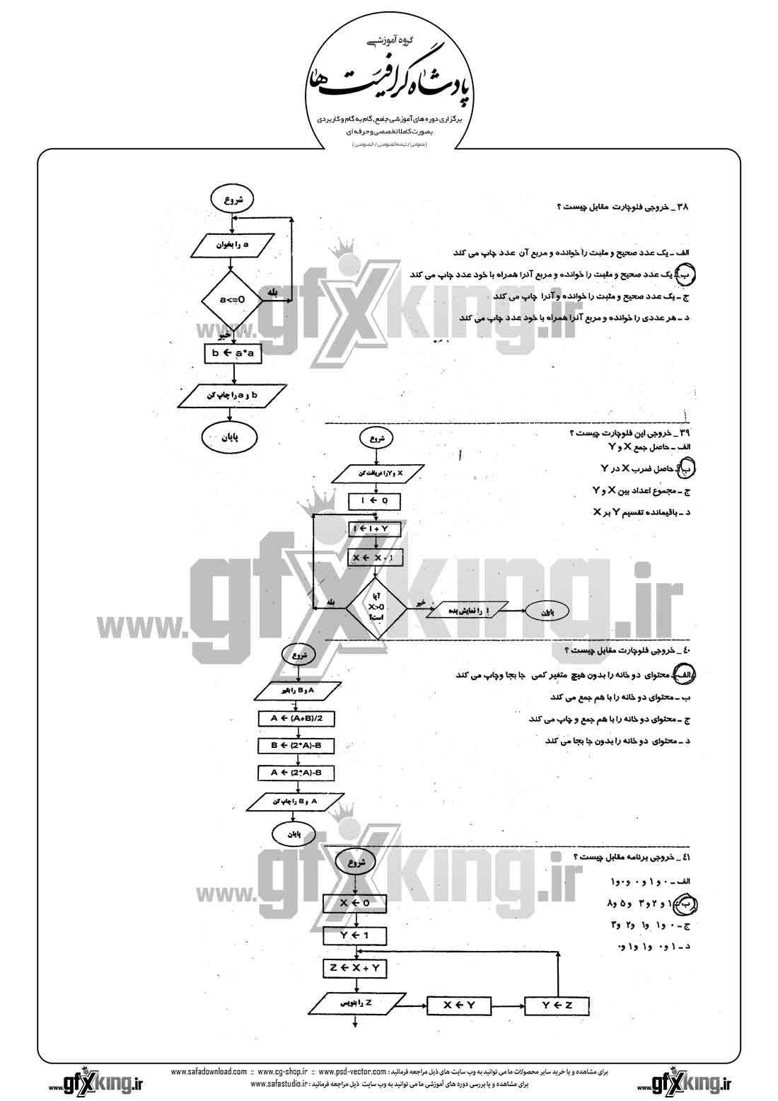 دانلود نمونه سئوال تستی ( چهارگزینه ای ) کاربر رایانه درجه 1 - 3  